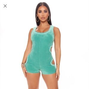 Mint green/white romper